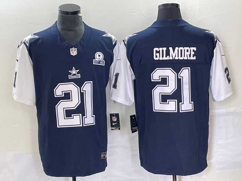 Mens Dallas Cowboys #21 Ezekiel Elliott Navy Blue FUSE Vapor Thanksgiving 1960 Patch Limited Stitched Jersey